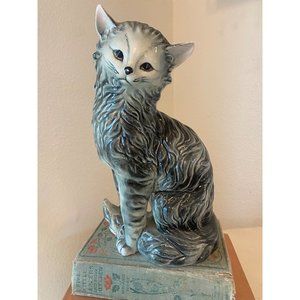 WALES Japan Vintage Mid-Century Cat Figurine 9.5"H RARE Hand Painted Porcelain